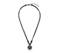 s.Oliver Herren Necklace - Leder & Edelstahl - IP Gun - Lederband verstellbar 55 cm - hautfreundlich