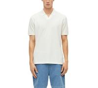 Poloshirt S.OLIVER, Herren, Gr. L, weiß, Web, Obermaterial: 60% Baumwolle, 40% Polyester, unifarben, normal hüftbedeckend, V-Ausschnitt, abgesteppte Kante, Shirts, Sommer-Polo in Struktur-Optik (62386