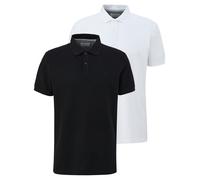 s.Oliver Herren Poloshirt, 2er Pack - Basic, Polokragen, Baumwolle, einfarbig Weiß/Schwarz M