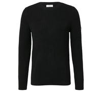 Strukturierter Baumwoll-Pullover mit Label-Patch XXL schwarz 2170219.9999.XXL