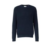 Strickpullover S.OLIVER, Herren, Gr. L, blau (navy), Strick, Obermaterial: 100% Baumwolle, unifarben, casual, normal hüftbedeckend, Rundhals, Langarm Bündchen, Pullover, langarm, Grob-Strick (95105150