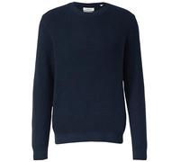 Strickpullover S.OLIVER, Herren, Gr. XL, navy, Strick, Obermaterial: 100% Baumwolle, unifarben, normal hüftbedeckend, Rundhals, Bündchen, Pullover Strickpullover, langarm, Grob-Strick (95105150-XL) na