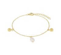 s.Oliver Armband mit Anhänger für Damen, 925 Sterling Silber, mit Süßwasserzuchtperle, 17+3 cm, gold, Geschenkidee, kommt in Schmuck Geschenk Box, 2040598