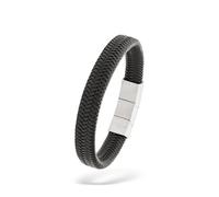 s.Oliver Herren Bracelet - Armband aus Echtleder - IP Grau - Verstellbar bis 22 cm - wasserfest & hautfreundlich
