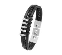 s.Oliver Herren Schmuck - Armband aus Leder und Edelstahldetails - Klassisch, Stilvoll und Maskulin - Perfekte Geschenkidee