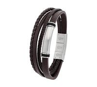 s.Oliver Herren Schmuck - Armband aus Leder und Edelstahldetails - Klassisch, Stilvoll und Maskulin - Perfekte Geschenkidee