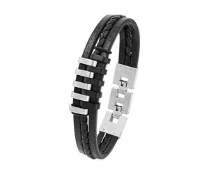 s.Oliver Herren Schmuck - Armband aus Leder und Edelstahldetails - Klassisch, Stilvoll und Maskulin - Perfekte Geschenkidee