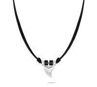 s.Oliver Herren Schmuck - Halskette & Armband aus Leder und Edelstahldetails mit Haizahnanhänger - Klassisch, Stilvoll und Maskulin - Perfekte Geschenkidee