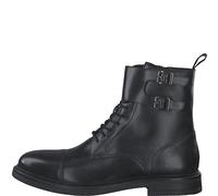 s.Oliver Herren Stiefeletten zum Schnüren aus Leder mit Schnallen, Schwarz (Black), 44 EU