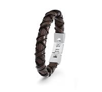 s.Oliver Herren Leder-Armband Edelstahl braun geflochten längenverstellbar 20+1,5cm