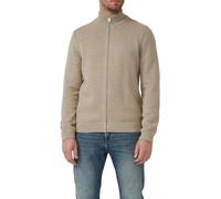 s.Oliver Baumwoll-Strickjacke 2170245.80W0.M mit Stehkragen und Logo-Patch M Beige