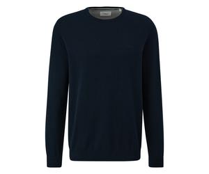 s.Oliver Herren Strickpullover - Basic, Rundhals, Baumwolle, einfarbig Dunkelblau 3XL