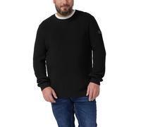 Strukturierter Baumwoll-Pullover mit Label-Patch 3XL schwarz 2174093.9999.3XL