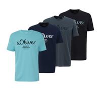 s.Oliver Herren T-Shirt, 4er Pack - Basic, Logoprint, Rundhals, Baumwolle L Mehrfarbig