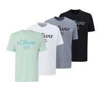 s.Oliver Herren T-Shirt, 4er Pack - Basic, Logoprint, Rundhals, Baumwolle S Mehrfarbig