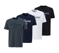 s.Oliver Herren T-Shirt 4er Pack - Baumwolle, Basic Rundhals mit Logoprint, Weiches Material, Bequemer Schnitt Mix1 2XL