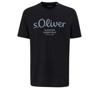 T-Shirt S.OLIVER, Herren, Gr. M, schwarz, Single Jersey, Obermaterial: 100% Baumwolle, bedruckt, regular fit hüftlang, Rundhals, abgesteppte Kante, Shirts, aus atmungsaktiver Baumwolle (13652847-M) sc