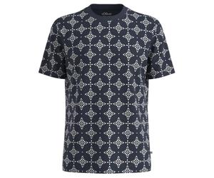 s.Oliver Herren T-Shirt - Big Size Fit, Flammgarn-Jersey, strukturiert, All-Over-Print