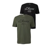 s.Oliver Herren T-Shirt mit Logodruck (DE/NL/SE/PL, Alphanumerisch, 3XL, Regular, Regular, schwarz/Oliv)