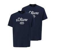 s.Oliver Herren T-Shirt mit Logodruck (DE/NL/SE/PL, Alphanumerisch, L, Regular, Regular, 2 x Navy)