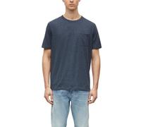 Kurzarmshirt S.OLIVER, Herren, Gr. XXL, blau (navy), Single Jersey, Obermaterial: 60% Baumwolle, 40% Polyester, meliert, normal hüftbedeckend, Rundhals, abgesteppte Kante, Shirts, Sommershirt - melier