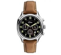 s.Oliver Herren-Armbanduhr Chronograph Quarz Leder SO-3180-LC