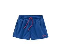 Badeshorts S.OLIVER, Herren, Gr. XXL (58/60), N-Gr, blau, Microfaser, Microfaser, Polyester, kontrastfarbene Details, unifarben, Badehosen Badeshorts, mit komplementärem Farbdesign (88788134-XXL) blau