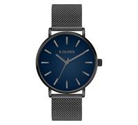 s.Oliver Herrenuhr - Rund - Silber - 40 mm - Uhr aus Metall mit Quarzwerk am Edelstahlband mit Klappschließe - Analoge Armbanduhr - 3 ATM wasserdicht - Kratzfest