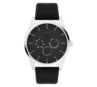 s.Oliver Herrenuhr - Rund - Silber - 42 mm - Uhr aus Metall mit Quarzwerk am Kunstlederband mit Faltschließe - Analoge Armbanduhr - 3 ATM wasserdicht - Kratzfest