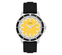 s.Oliver Herrenuhr - Rund - Silber - 42 mm - Uhr aus Metall mit Quarzwerk am Silikonband mit Dornschließe - Analoge Armbanduhr - 5 ATM wasserdicht - Kratzfest