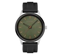s.Oliver Herrenuhr - Rund - Silber - 44 mm - Uhr aus Metall mit Quarzwerk am Silikonband mit Dornschließe - Analoge Armbanduhr - 3 ATM wasserdicht - Kratzfest