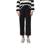 Stoffhose S.OLIVER, Damen, Gr. 44, N-Gr, schwarz, Web, Obermaterial: 98% Baumwolle, 2% Elasthan, unifarben, normal lang, Hosen Stoffhose, mit weitem Bein und Bundfalte (45576916-44) schwarz
