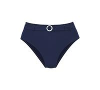 Highwaist-Bikini-Hose S.OLIVER "Beverly", Damen, Gr. 36, N-Gr, blau (marine), Recycling-Polyamid, unifarben, Badehosen, mit breitem Ziergürtel (62359502-36) marine
