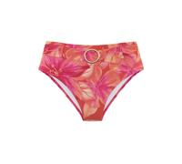 Highwaist-Bikini-Hose S.OLIVER "Jayce", Damen, Gr. 44, N-Gr, rosa (pfirsich bedruckt), Recycling-Polyamid, bedruckt, Badehosen, mit breitem Gürtel (74731502-44) pfirsich bedruckt