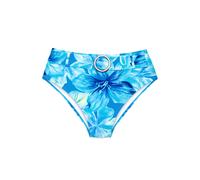 Highwaist-Bikini-Hose S.OLIVER "Jayce", Damen, Gr. 44, N-Gr, blau (türkis bedruckt), Recycling-Polyamid, bedruckt, Badehosen, mit breitem Gürtel (75238418-44) türkis bedruckt