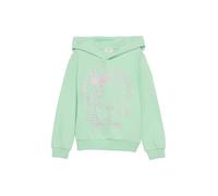 Hoodie S.OLIVER JUNIOR, Mädchen, Gr. 104/110, grün (mint), Sweatware, Obermaterial: 90% Baumwolle, 10% Polyester, bedruckt, casual, Langarm Bündchen, Sweatshirts, mit großem Print, for Kids (65672244-