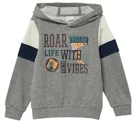 Sweatshirt S.OLIVER JUNIOR, Jungen, Gr. 92/98, grau (grau melange), Sweatware, Obermaterial: 81% Baumwolle, 10% Viskose, 9% Polyester, bedruckt, meliert, regular fit normal, ohne Ausschnitt, Rippbündc