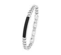 Armband S.OLIVER "2035538", schwarz (edelstahlfarben, schwarz, schwarz), Armbänder, Herren, 21,5cm, Edelstahl, Armband, mit Achat (67560208-0)