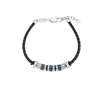 s.Oliver Armband 2031565 – Edelstahl & Leder, Herren, 20+3 cm, Silber, mit Geschenkbox