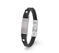 s.Oliver Identarmband Edelstahl Leder Herren Armschmuck, 20+1,5 cm, Silber, Kommt in Schmuck Geschenk Box, 2027448