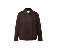 Jackenblazer S.OLIVER CURVE, Damen, Gr. 54, braun (bitter chocolate), Velours, Obermaterial: 93% Polyester, 7% Elasthan, unifarben, bequem hüftbedeckend, Rundhals, 1-Knopf-Manschette, Blazer, Velours-
