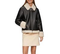 Jacke aus Lederimitat mit Teddyplüsch 44 schwarz