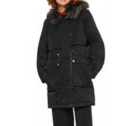 QS Damen 2149857 Mantel mit abnehmbarem Kunstfell, Grau/Schwarz 9999, 32