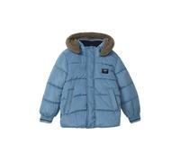 Steppjacke S.OLIVER JUNIOR, Jungen, Gr. 98, blau (mid blau), Steppware, Obermaterial: 100% Polyester. Futter: 100% Polyester, unifarben, bequem, Rundhals, Bündchen, Jacken, mit Teddyplüsch-Kapuze, Ste