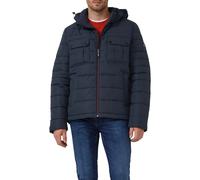 Steppjacke S.OLIVER, Herren, Gr. M, blau (navy), Steppware, Obermaterial: 100% Polyester, unifarben, casual, normal hüftbedeckend, Rundhals, Langarm Flachstrickbündchen, Jacken, mit Kapuze und Kordelz