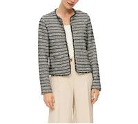 Kurze Jacke in Bouclé-Optik mit Fransenkante 36 creme|schwarz