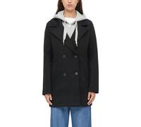 Kapuzenfleecejacke S.OLIVER, Damen, Gr. 34, schwarz, Web, Obermaterial: 100% Polyester, unifarben mit Farbeinsatz, normal ca. Mitte Oberschenkel, Rundhals, abgesteppte Kante, Jacken, Wintermantel im D