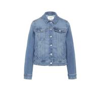 Jeansjacke S.OLIVER, Damen, Gr. 42, mid blau used, Denim/Jeans, Obermaterial: 86% Baumwolle, 13% Polyester, 1% Elasthan, unifarben, casual, regular fit taillenbedeckt, Langarm Manschette, Jacken, mit