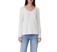 Jersey-Shirt mit V-Ausschnitt und Rollsaum 44 creme 2170086.0210.44