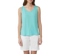 T-Shirt S.OLIVER, Damen, Gr. 46, pool blau, Jersey, Obermaterial: 50% Baumwolle, 50% Modal, unifarben, casual, regular fit taillenbedeckt, V-Ausschnitt, ohne Ärmel, Shirts, mit Cut-Out (22245268-46) p